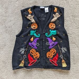 Bobbie Brooks Black Halloween Kids Vest with Orange and Purple Accents